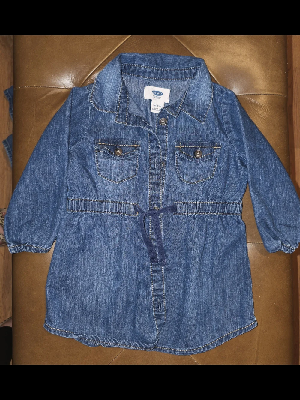 Old Navy Baby Denim Dress Button Down And Waist With String